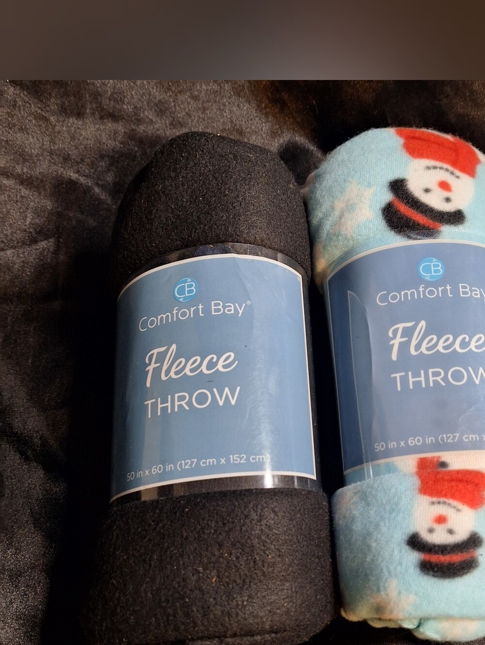 2 Fleece Blankets~Travel Throws~50in×60in~Black~Snowmen~Fall~Winter
